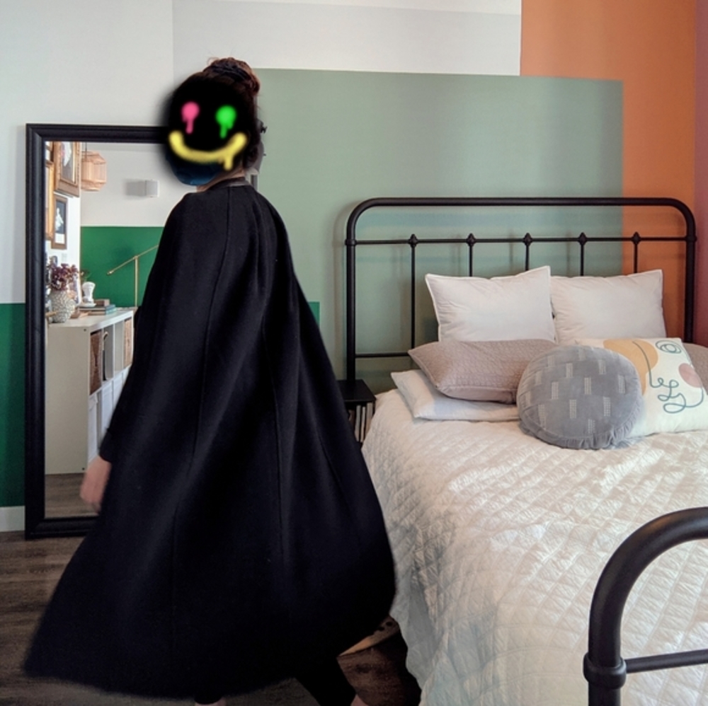 Carine Roitfeld × Uniqlo wool blend long black cape